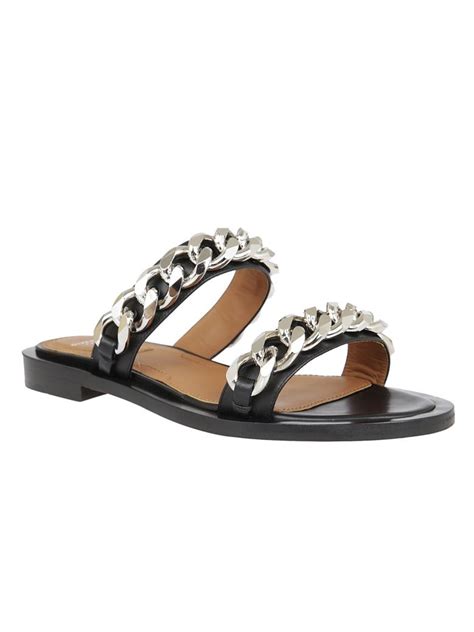 givenchy chain-embellished leather slide sandals|givenchy marshmallow sandals.